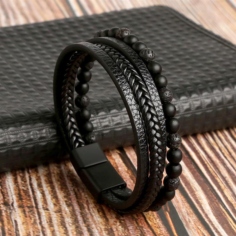 Thumbnail: Classic Men's Leather Bracelet New Style Hand-woven Multi-layer Combination Acce