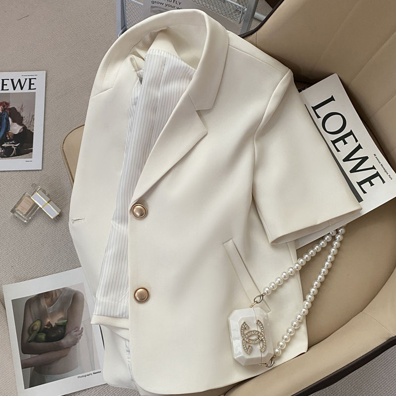 Off White Short Sleeved Suit Jacket For Women's 2023 Summer New Commuting Short 