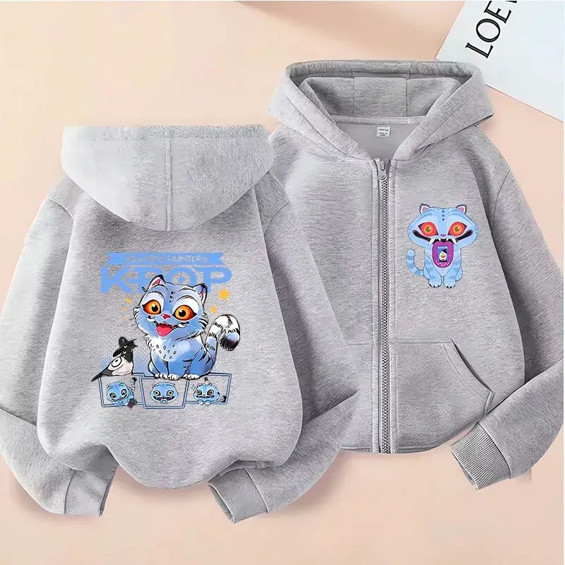 الصورة المصغرة: Kids Zip Up Sweatshirts Tiger Kpop Demon Hunters Hoodie Children Clothes Kid Gir