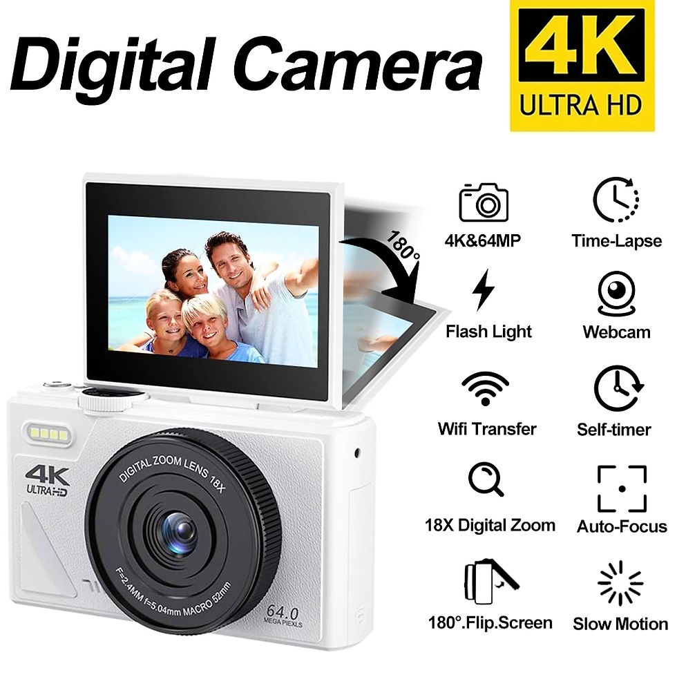 64MP Digital Photography Camera 3.0" Flip Screen WIFI 18X Digital Zoom 4K Vintag