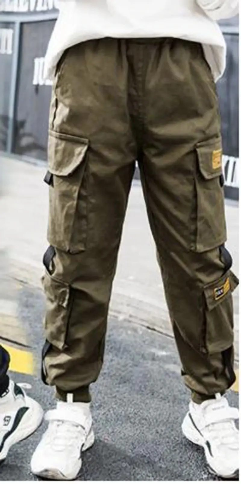 الصورة المصغرة: Children Boys Cargo Pants Green Spring Autumn Cotton Boys Trousers Casual Kids S