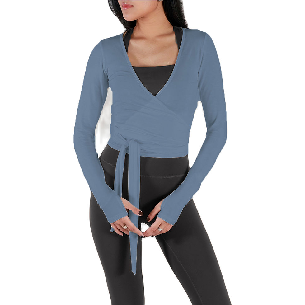 Thumbnail: Ladies Yoga Workout Cropped Tops Tees Women Cross Wrap Tie Crop Tops Sexy Long S