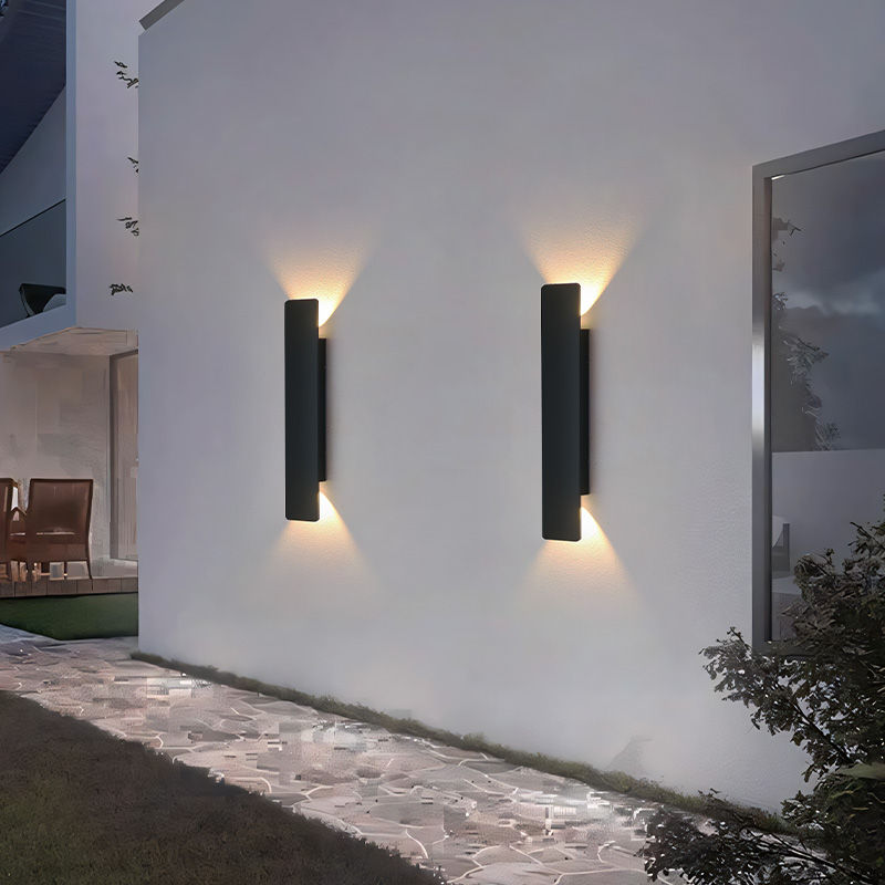 الصورة المصغرة: Outdoor Waterproof Wall Lamps Strip Aluminum Wall Lights 18W LED Black Wall Lamp