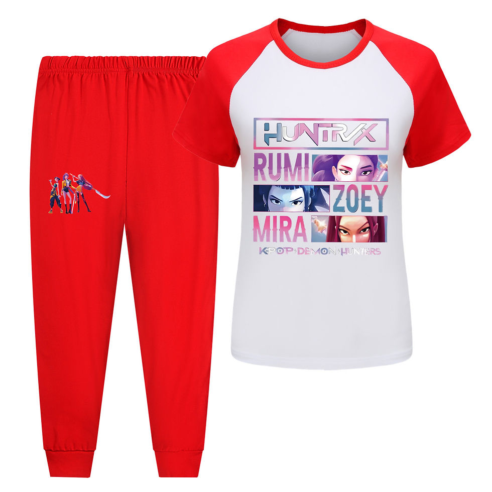 KPop Demon Hunters Kids Pyjamas Cartoon Set Long Sleeve 2pcs Home Sleepwear Pant