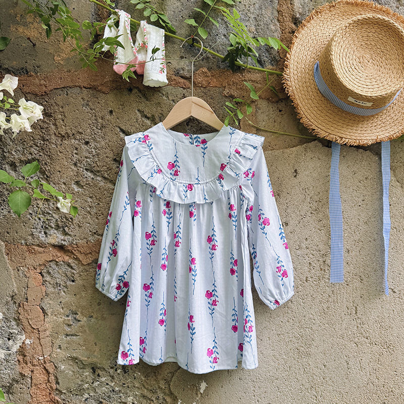 الصورة المصغرة: Retro Girls Dress 2025 Autumn New Toddler Kids Girls Cute Print Long-sleeved Swe