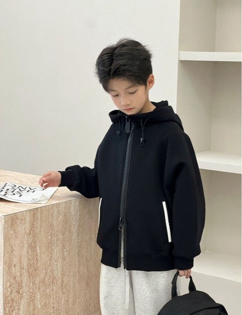 الصورة المصغرة: 2025 New Boys' Mid-Big Size Stylish Hooded Cardigan - Spring/Autumn Kids' Casual