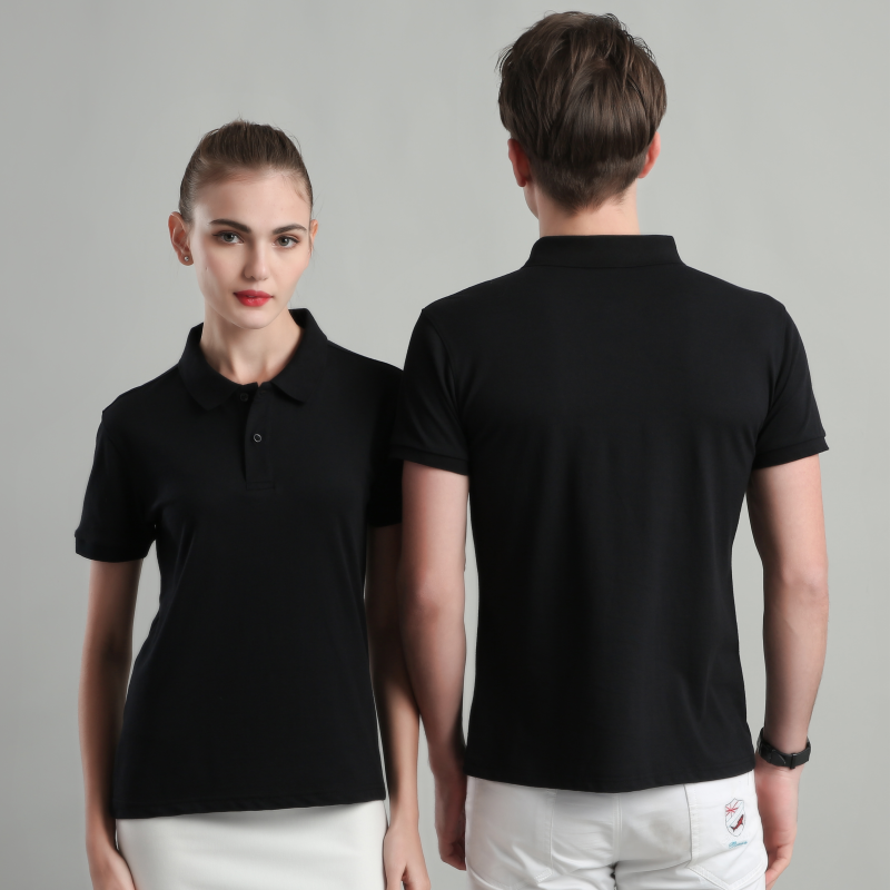 Thumbnail: 100% Cotton Solid Color Polo Shirt Casual Short Sleeve Lapel Men's Shirt Fashion