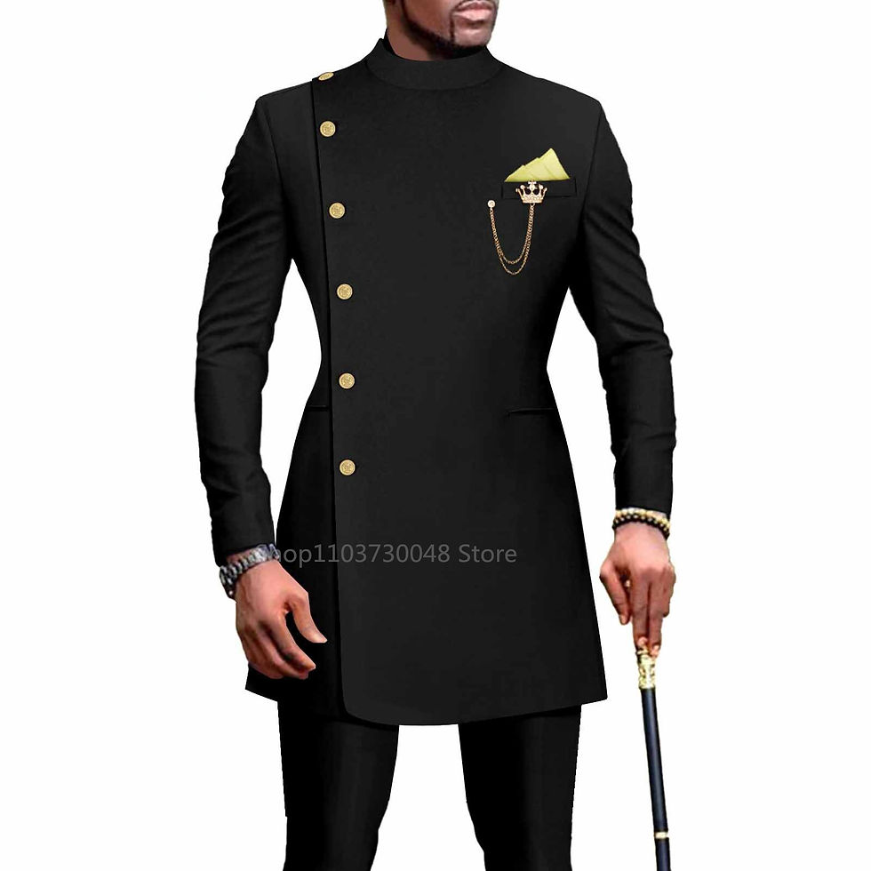 Thumbnail: African Design Slim Fit 2 Piece Solid Men Suits For Wedding Groom Tuxedos Formal