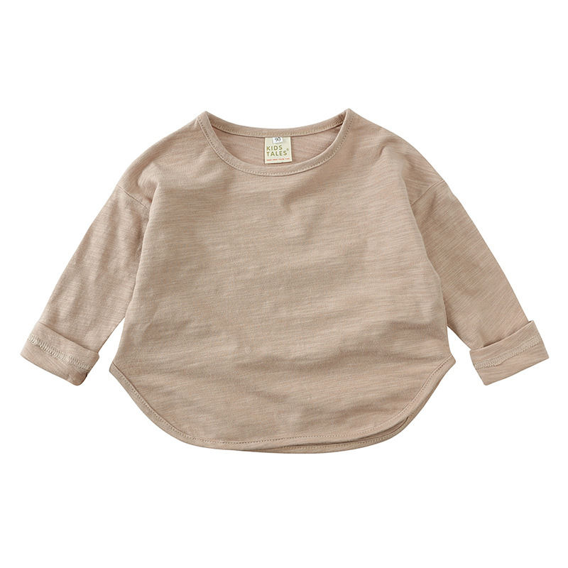 الصورة المصغرة: Autumn Boy Girl Baby O-neck Solid Bottoming Shirt Children Simple Casual Long Sl