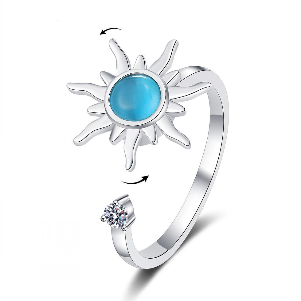 الصورة المصغرة: Sunflower Crystal Anxiety Relief Spinning Fidget Ring For Girls Rotate Freely Me