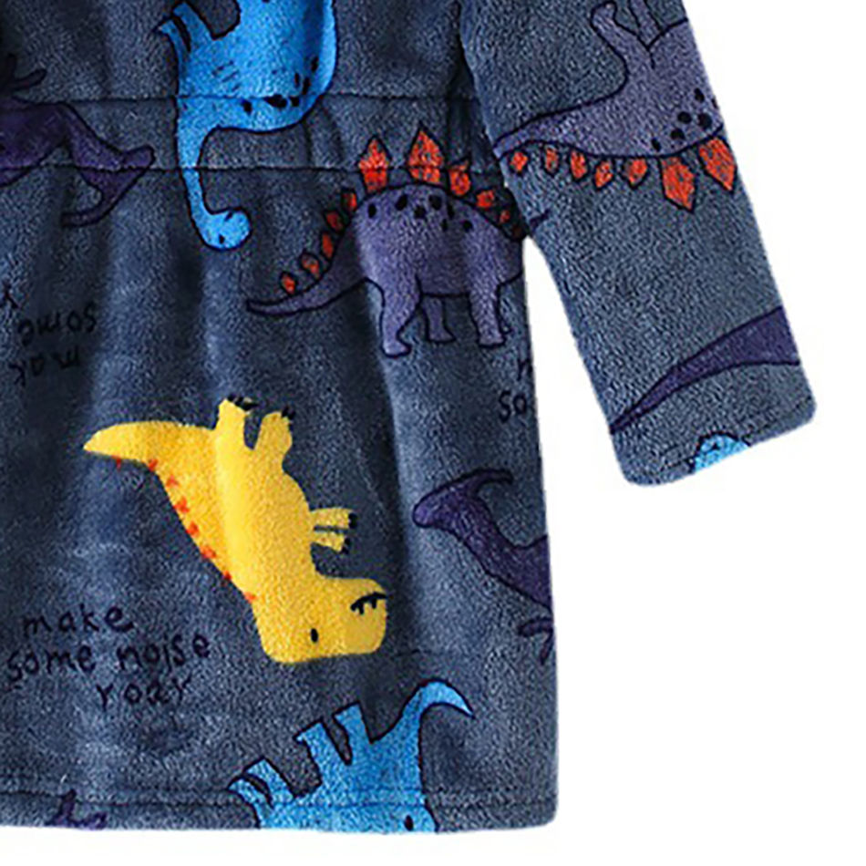 الصورة المصغرة: Warm and Comfort Kids Hooded Cartoon Pajamas Fleece Bath Robes Unisex Children S