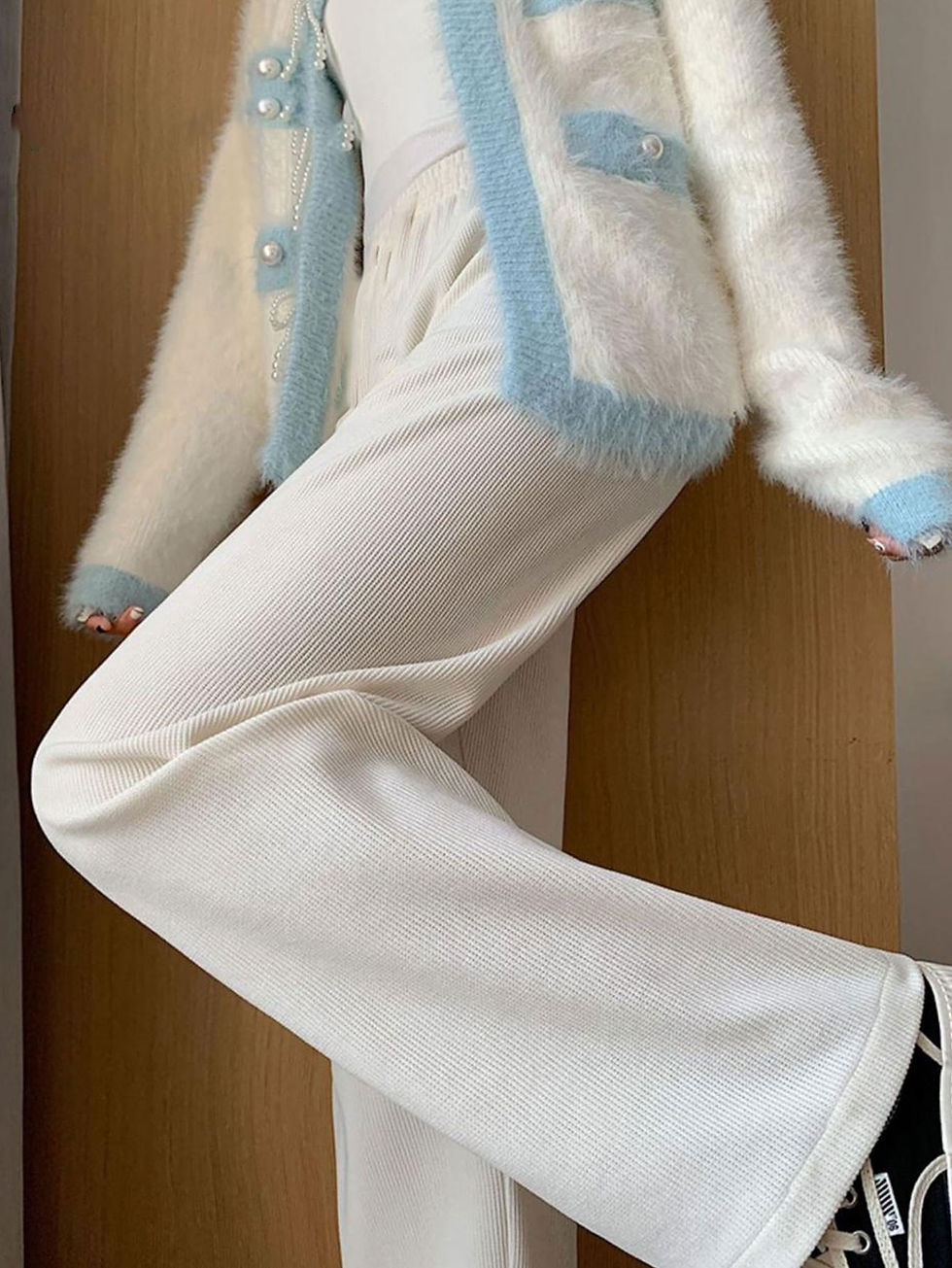 Thumbnail: Women's Fleece Wide Leg Pants Winter High Waist Long Pants Loose Casual