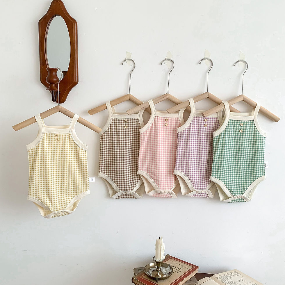 Thumbnail: Newborn Baby Romper Sleeveless Sugar Color Plaid Baby Jumpsuit 0-24 Months Summe