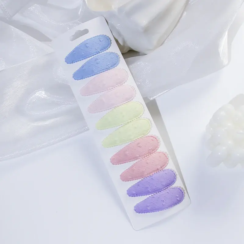 الصورة المصغرة: 10Pcs/lot Fabric Plaid Fresh Print Cotton Alloy Hair Clips Kids BB Hairpins Girl