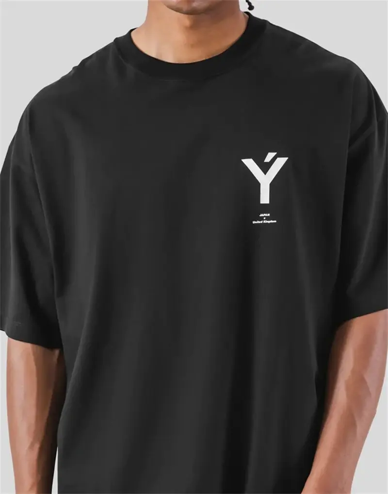 Thumbnail: ONE POINT Y Print Big T Shirt Men Running Sports T Shirt Gym Fitness Training Co
