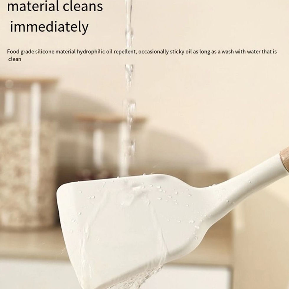 Thumbnail: Cooking Spoon Shovel Turner Non Stick Silicone Spatula Heat Resistant Pancakes F