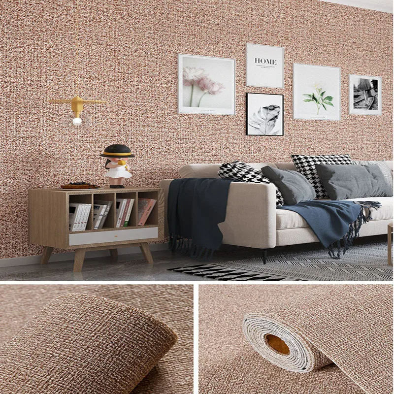 Thumbnail: Linen 3D Foam Self-adhesive PVC Solid Color Thickened Waterproof Background Wall