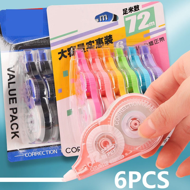 6PCS Corrector Tape Ribbon Corrector Putty Corrective Tape Kawaii Stationery Swe