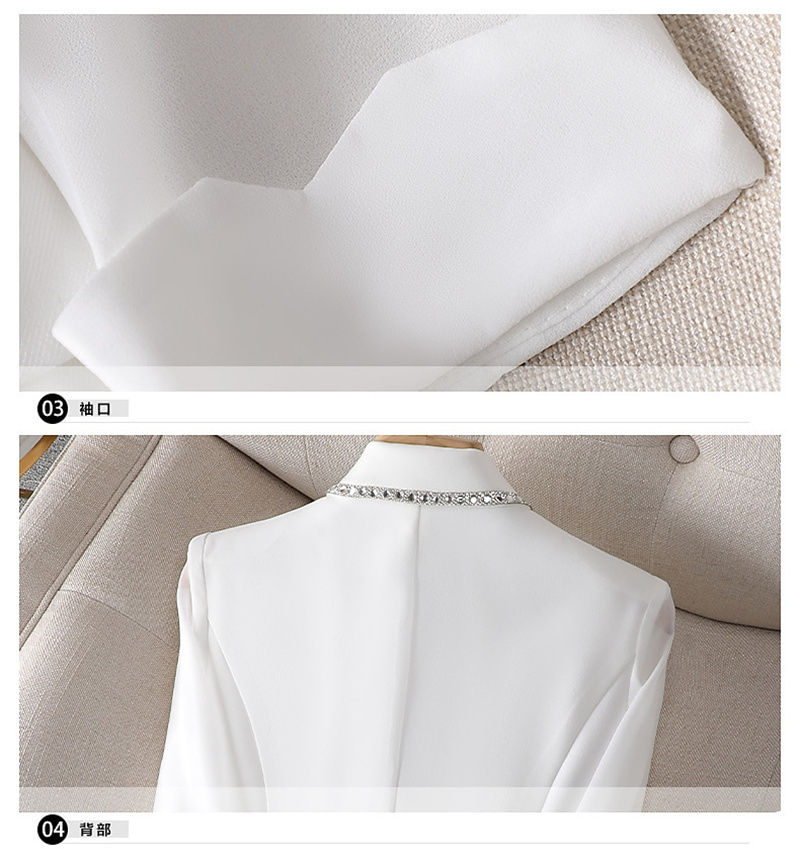الصورة المصغرة: 2024 New Summer Women's Blazer Diamond-Encrusted Sunscreen Jacket White Suit Jac