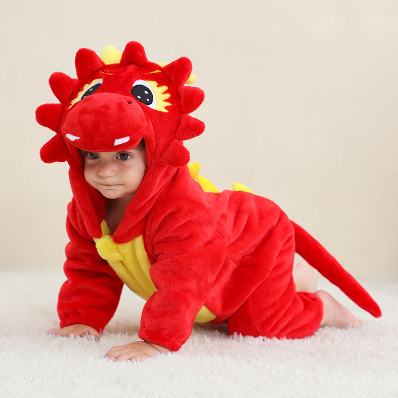 Thumbnail: Kigurumi Dinosaur Newborn Baby Clothes Pajamas Boy Girl Onesie Infant Winter War
