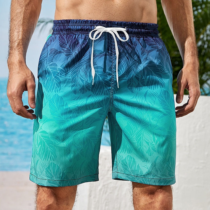 Gradient Palm Trees Hawaiian Beach Shorts Men Funny Casual Harajuku Loose Board