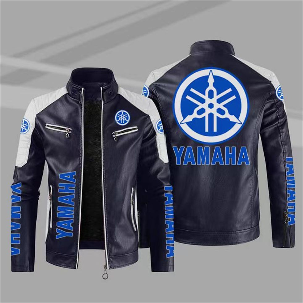 Yamaha logo jacket, fashionable contrasting colors, classic bicycle jacket, moto