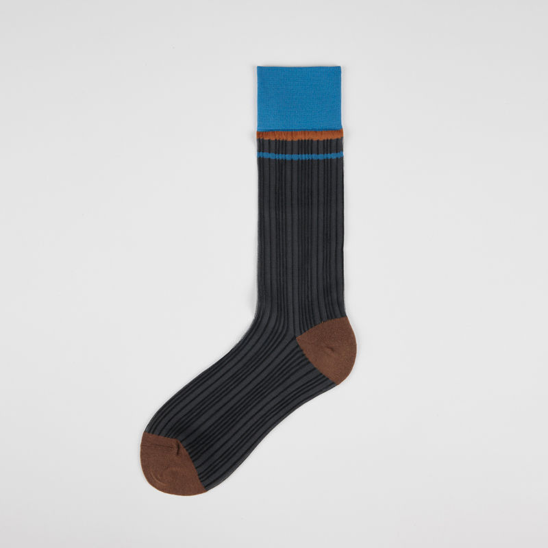 الصورة المصغرة: New Spring/Summer Women's Mid Length Socks Vintage Thin Silk Socks Vertical Stri