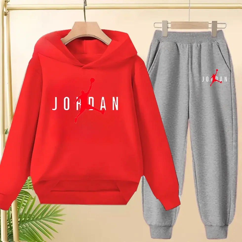 الصورة المصغرة: sweat-shirt +Ensemble deux pièces pantalon pour enfants, manteau tendance noir,