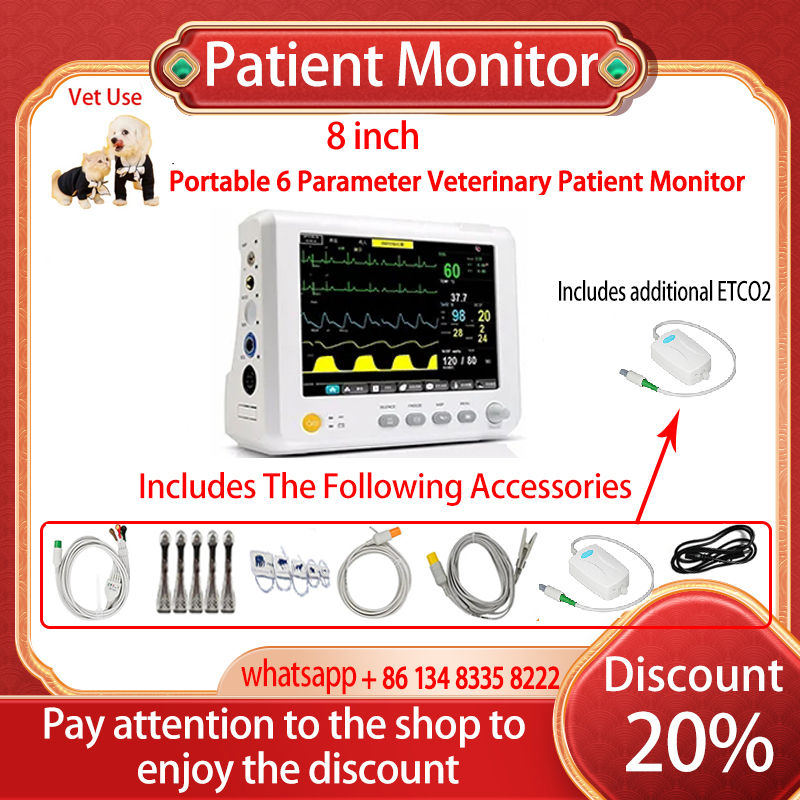 Thumbnail: 7/ 8/10 inch screen human/Vet use  portable 6-parameter monitor ECG/NIBP/PR/SPO2
