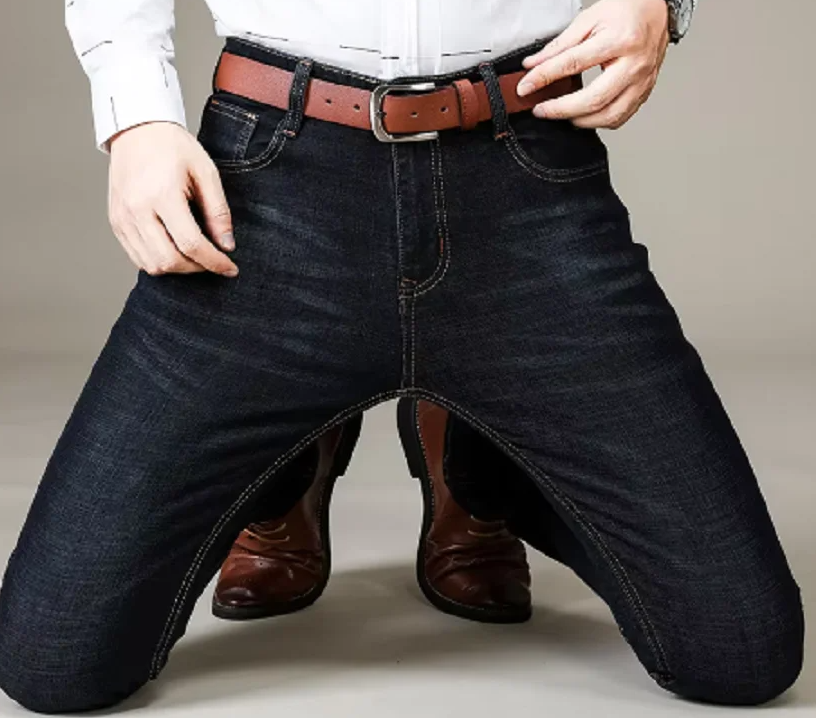 Autumn Classic Men's Fitted Stretch Jeans Business Casual Cotton Denim Straight