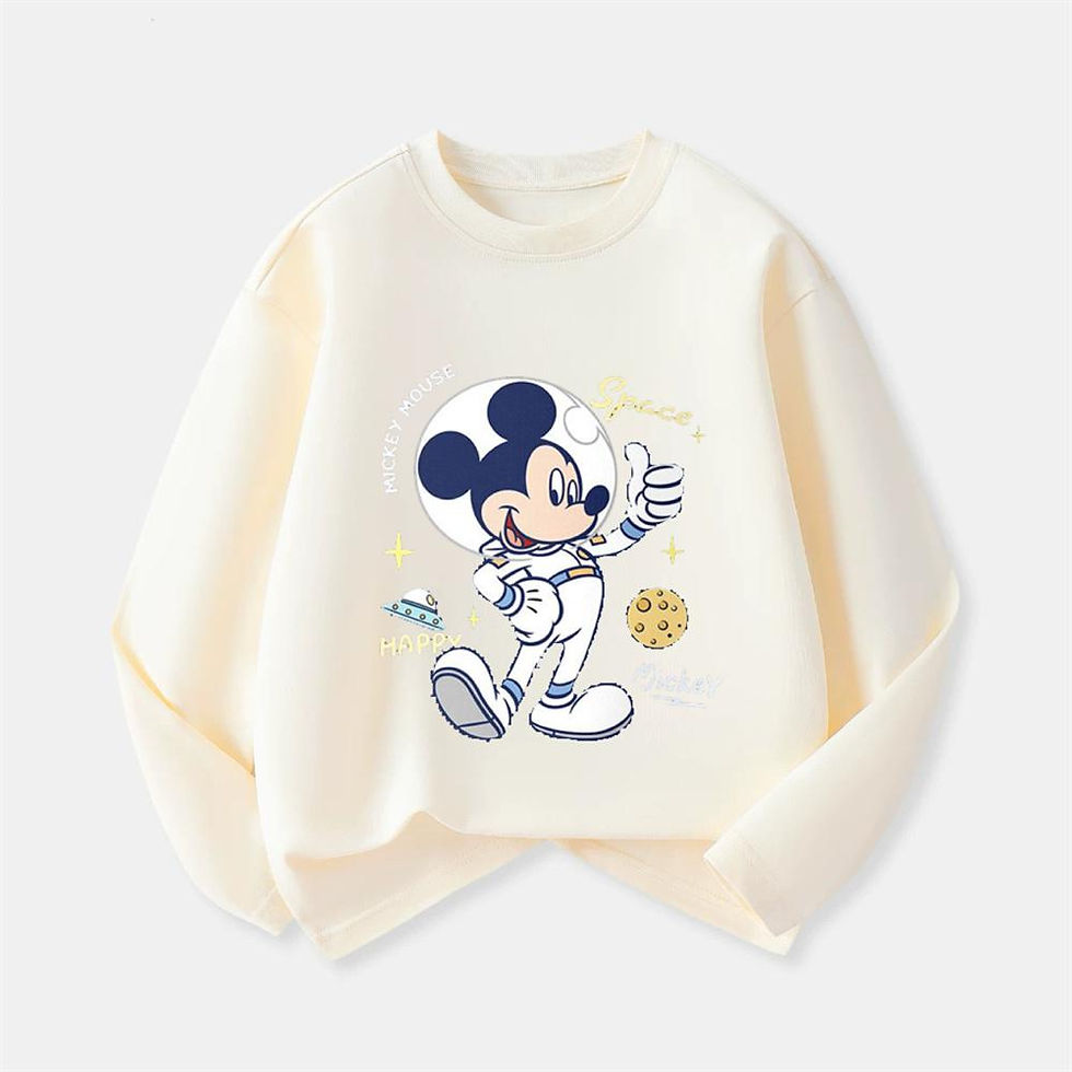 الصورة المصغرة: Loose Tops Child's Cotton Clothing Donald Duck Mickey Mouse T Fashion Beige T Sh