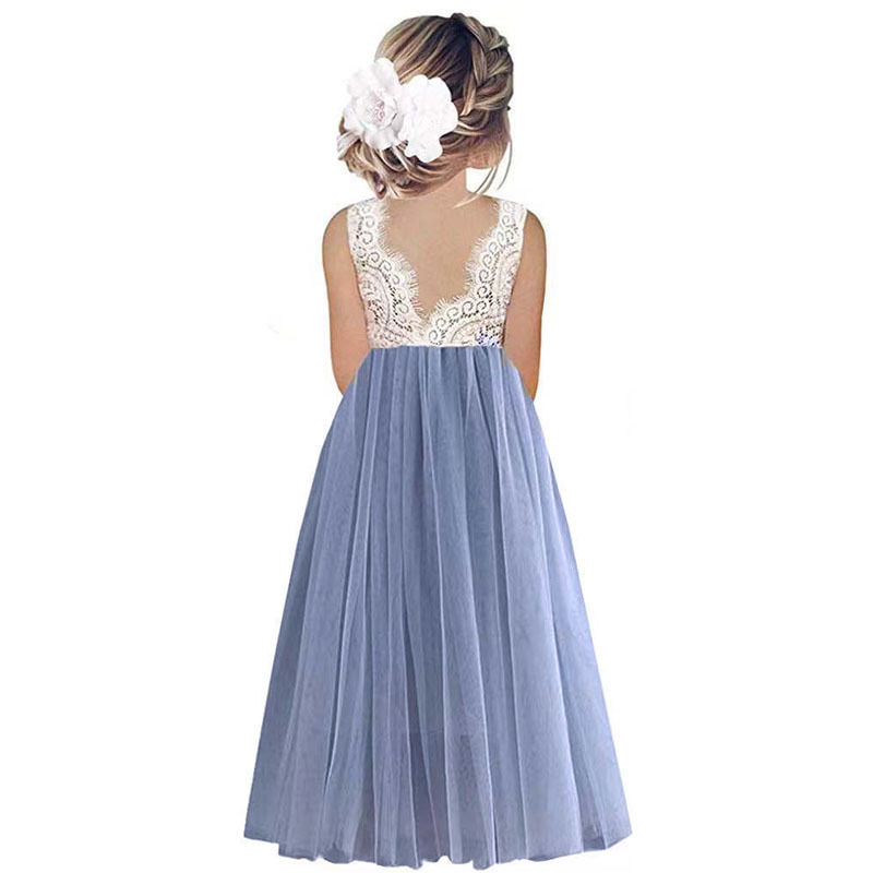 الصورة المصغرة: 2024 Flower Girl Dress Baby Kids Summer Princess Party Lace Wedding Birthday Dre