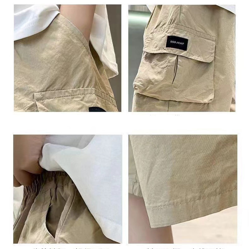 الصورة المصغرة: New Summer Teenage Short Boys Pants 3-14 Years Old Big Pocket Trousers For Kids 