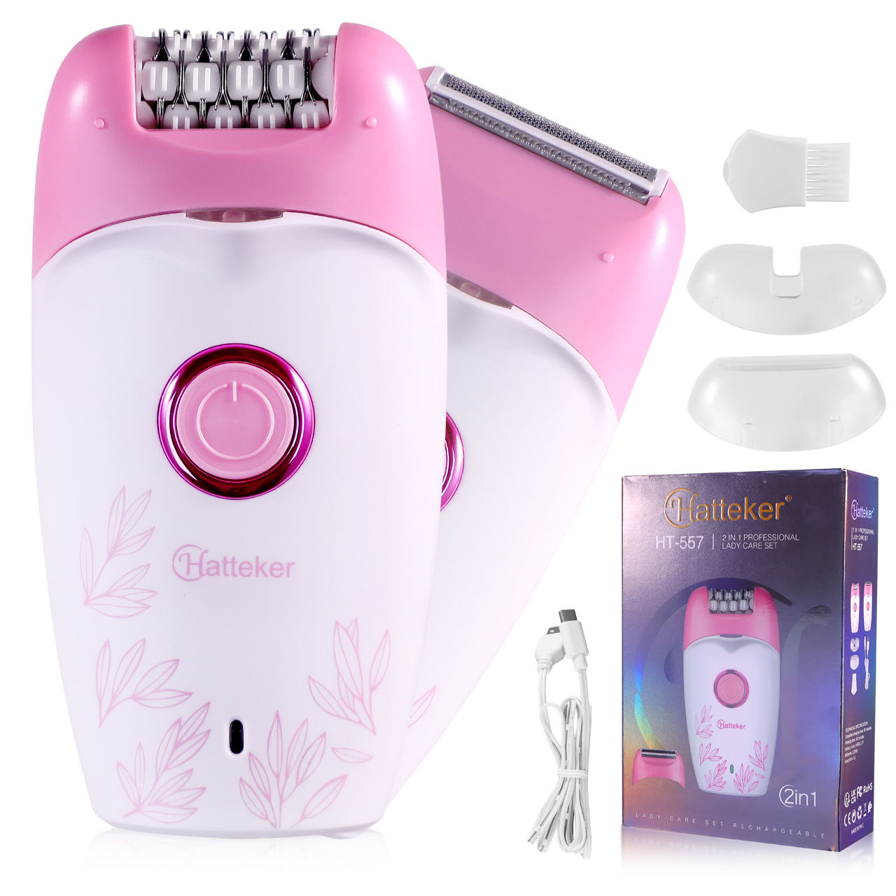 Hatteker Rechargeable Electric Epilator for Women Facial And Body Hair Removal M