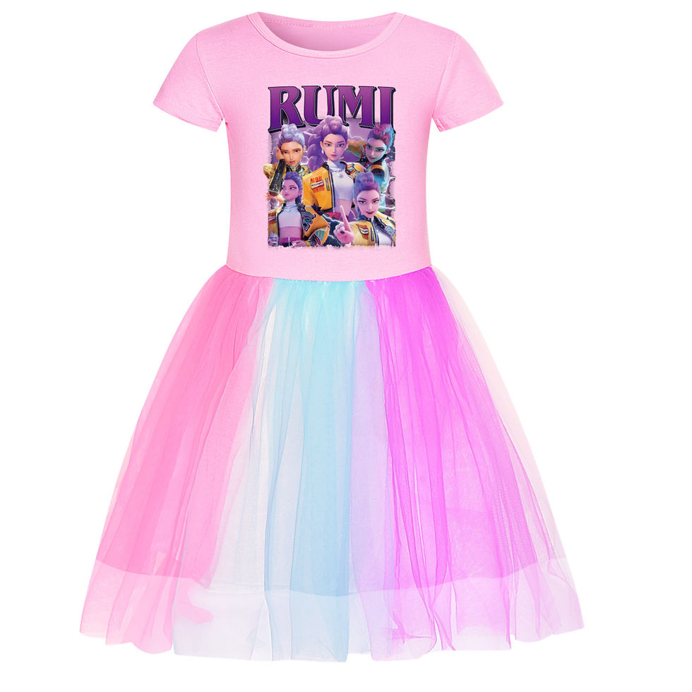 الصورة المصغرة: Summer KPop Demon Hunters Dress Kid's Casual Clothes Cute Baby Girls Princess Dr