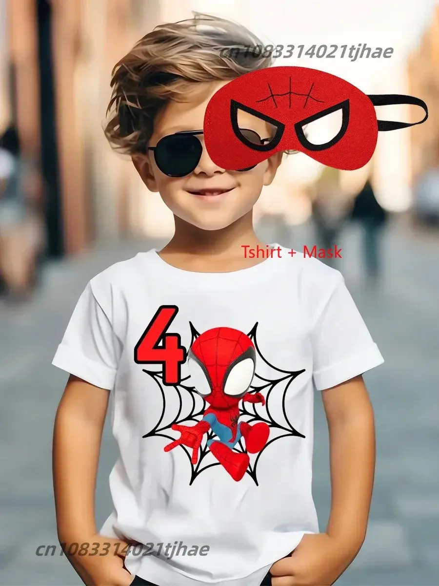 Spiderman Superhero Kids 2-6 Birthday Party Tshirts for Baby T-Shirt Tees Boys T