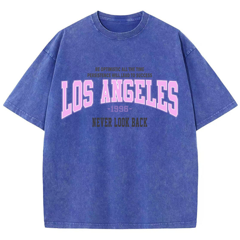 Thumbnail: Womans Cotton Washed T-Shirts Trend Distressed Loose Tees Los Angeles 1996 Print