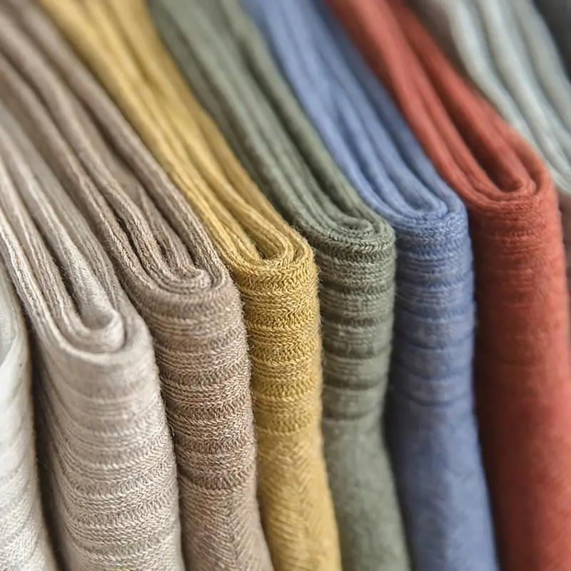 الصورة المصغرة: 5/10 Pairs of Vibrant Mixed Color Striped Comfort Crew Socks - Soft, Breathable,