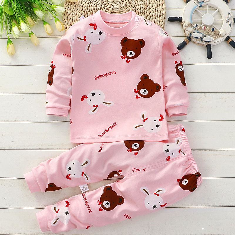 Autumn Sleepwear Pajamas For Girls Boys Long Sleeve Tops+Pants Suits Fashion Hom