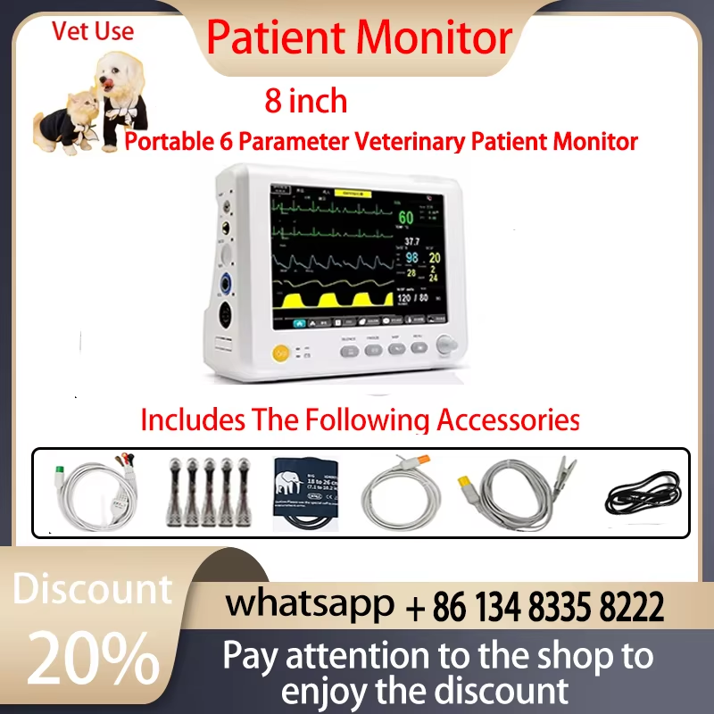 Thumbnail: 7/8/10 inch screen human/Vet use  portable 6-parameter monitor ECG/NIBP/PR/SPO2/