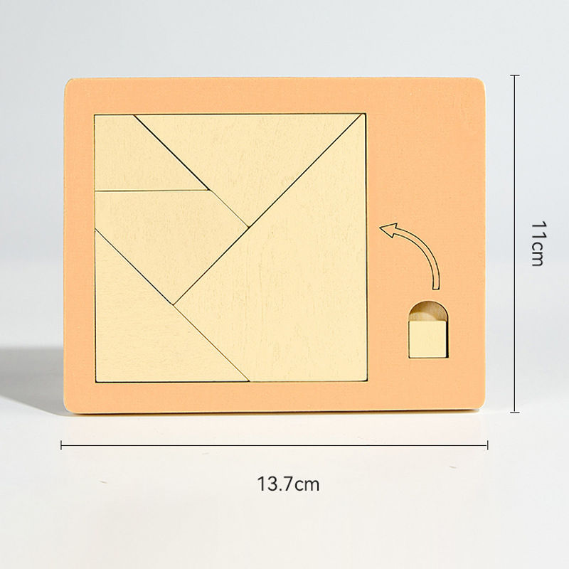 الصورة المصغرة: Random Color Wooden Puzzle Blocks Board Game 3D Geometric Tangram Brain Teasers 