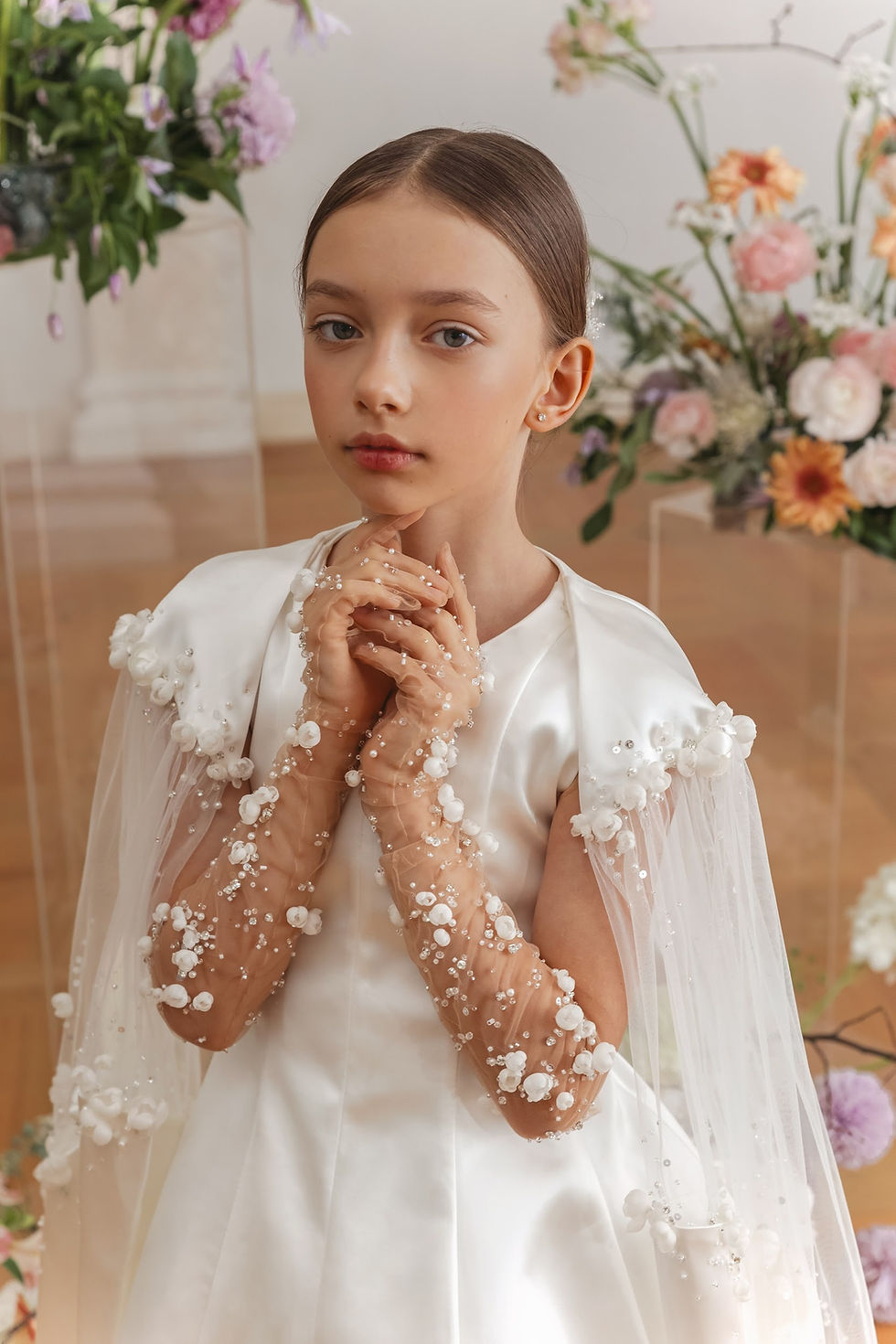 Short Flower Girl Dresses For Wedding Customized White Floral Baby Girl's Birthd