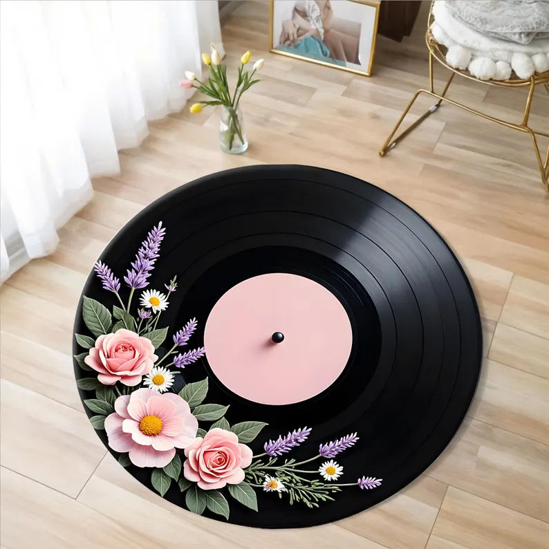 Thumbnail: Printed Vinyl Music Record Carpet Machine Washable Rug Gift for Music Lovers Rug