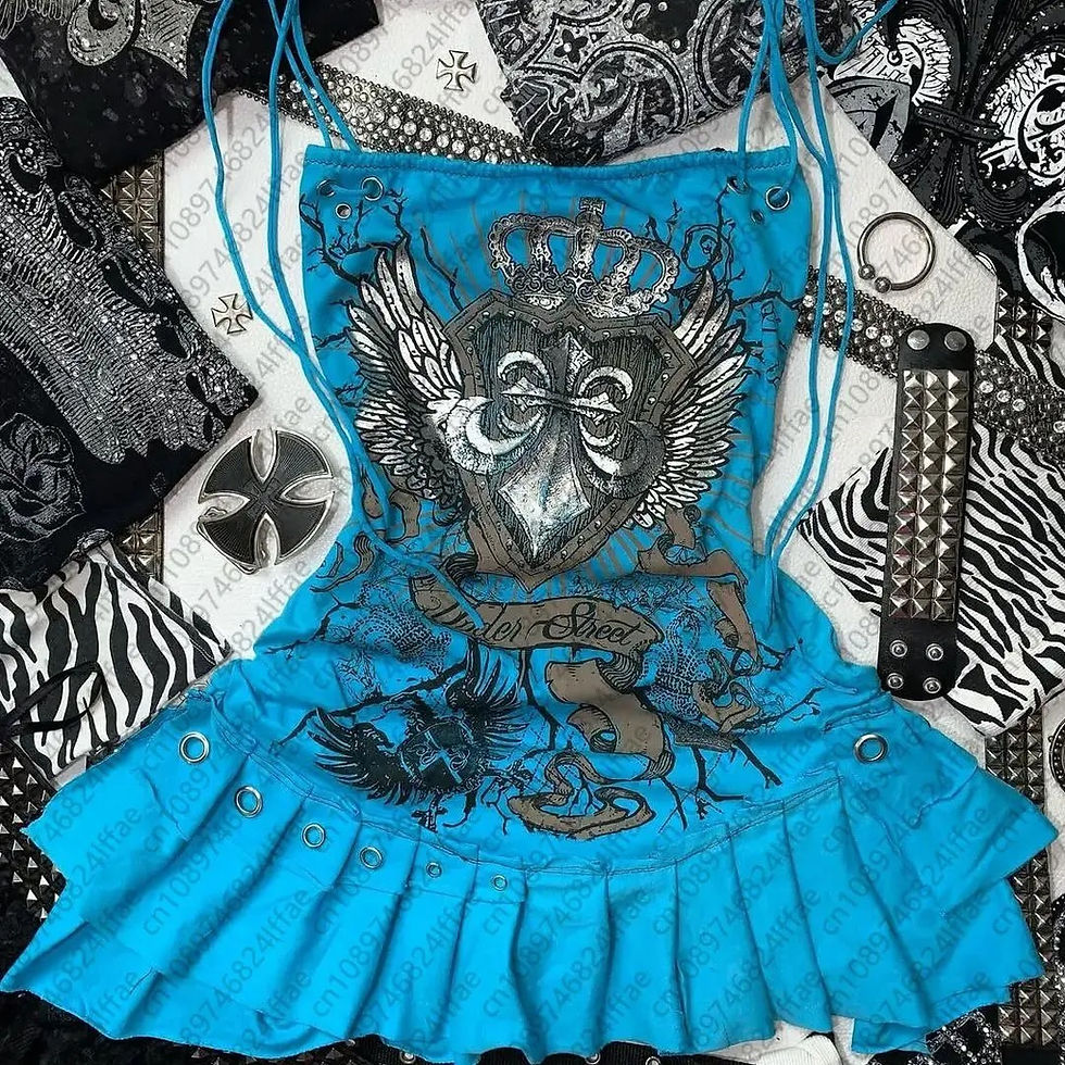 Y2k Vintage Women Dress Graphic Drawstring Dress Women's Sleeveless Print Summer