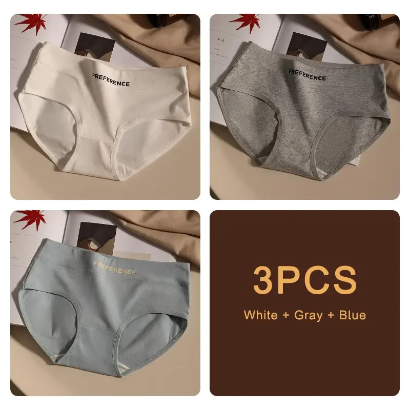 الصورة المصغرة: 3PCS/set Fashion Seamless Women Panties Underpanties Sports Soft Female Underwea