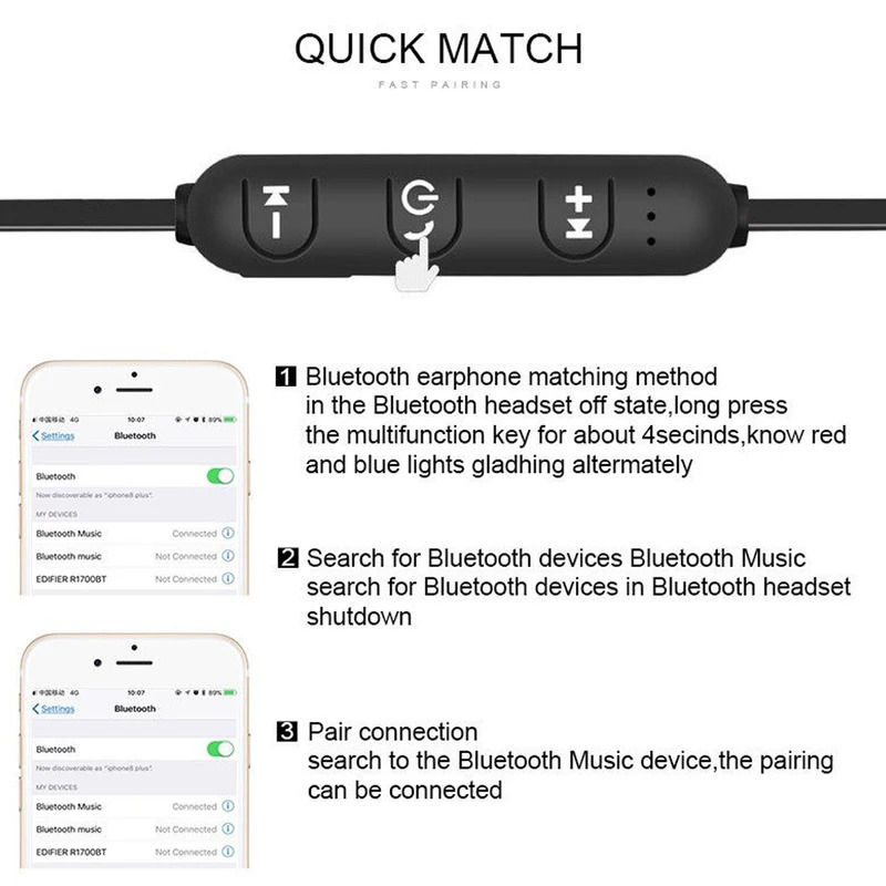 Thumbnail: Waterproof XT11 Wireless Bluetooth 4.2 Headphone Neckband Magnetic Earphones TWS