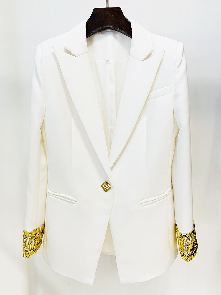 Thumbnail: HIGH STREET Newest Fashion 2025 Designer Jacket Women's Slim Fitting Sleeve Bead