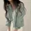 Thumbnail: Trendy Shirt Blouse Simple Thin Pure Color Anti-UV Shirt Anti-fade Shirt Top Wom