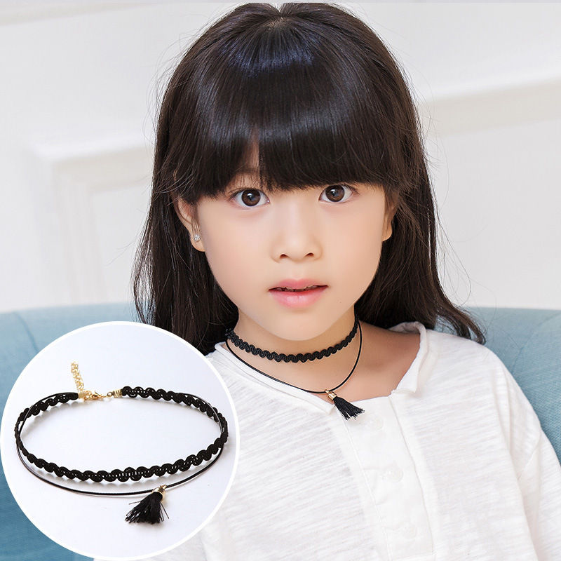 الصورة المصغرة: Children Necklace Girl Choker Clavicle Necklace for Children Ornament Chain Lace
