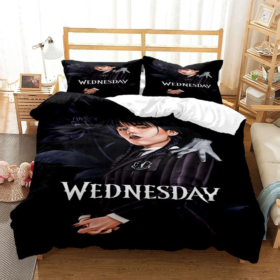 الصورة المصغرة: Wednesday Digital Print Polyester Bedding Sets Child Kids Covers Boys Bed Linen 
